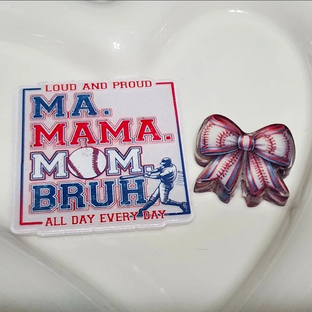 Baseball Mama Flatback Focal Bead Badge Flats Planar Resin Beads Crafts Keychain
